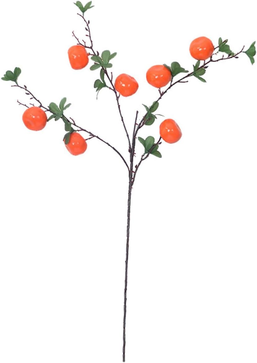 Artificial Orange Branches 7-Head Faux Tangerine Tree Lifelike Artificial Fruit Plant Decor for Home Living Room Tabletop Centerpiece