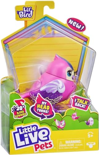Little Live Pets Lil' Bird - Candi Sweet - Coffret Individuel Bird, Nouveau Bird à tête Mobile avec Plus de 20 Chants d’Oiseaux. Il réagit au Toucher !...