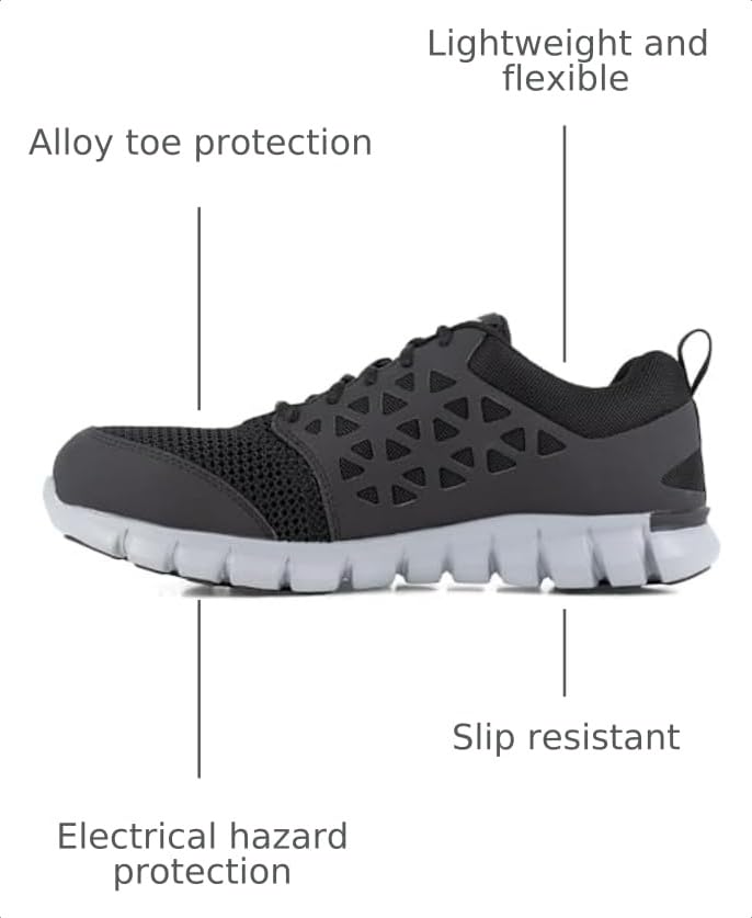 Image of Reebok Work Mens Sublite Cushion Electrical Alloy Toe Work Safety Shoes Casual - Black