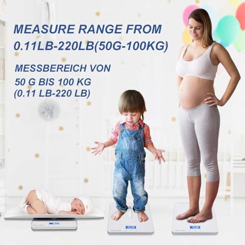 Image of MomMed Baby Scale, Multi-Function Toddler Scale, Baby Scale Digital, Pet Scale, Infant Scale with Hold Function, Blue Backlight, Weight and Height Track