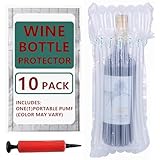 10 Pack Wine Bottle Protector Bag for Travel, goldhik Inflatable Packaging Bubble Wrap for Wine Fruit Glass Bottle, Inflatable Air Column Cushion Bags with Free Pump in Airplane Cushioning