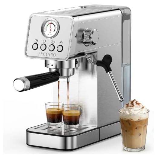 AYCHIRO 20 Bar Espresso Machine with Pressure Gauge, Compact Semi-Automatic Espresso Maker with Steam Wand, 1350W Fast Heating Coffee Machine with Removable 37oz Water Tank for Home Office