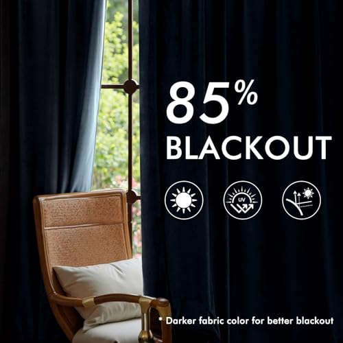Image of MIULEE Stone Blue Velvet Curtains 90 inches Long, Pinch Pleated Blackout Drapes with Hooks, Thermal Insulated Pinch Pleat Panels for Bedroom Living Room, 2 Panels