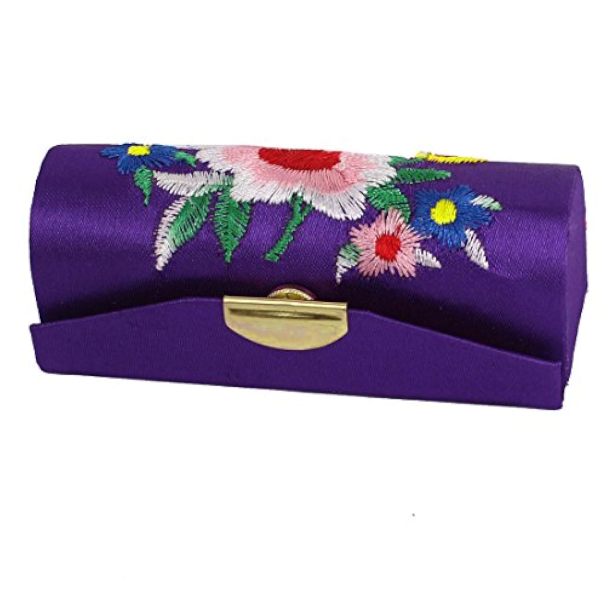 Floral Embroidered Lipstick Case Holder Box for Women