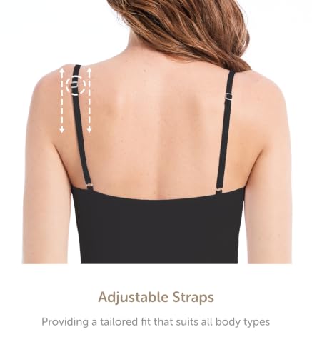 Image of Comfneat Women's 4-Pack Slim-Fit Camisole Adjustable Spaghetti Strap Tops | Cotton Spandex, Breathable Undershirts, Layering