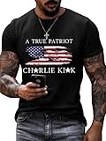 True Patriot Shirts for Men Charlie Kirk Turning Point USA Shirt Pray Pray Protect Shirt Charlie Kirk Voices Not Freedom is Not Free T Shirts Tops for Men Voices Live On Crew Neck Black