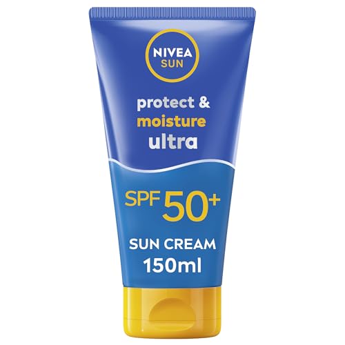 NIVEA SUN Protege & Hidrata Ultra FP50+, crema solar con 48h de hidratación (1 x 150 ml), protector solar ultra resistente al agua, crema hidratante con protección solar UVA & UBV