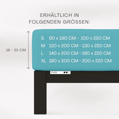 schlafgut Pure Spannbettlaken 180x200 cm Bio-Baumwolle Jersey, Petrol Mid – Ansicht 2