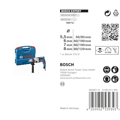 Perceuse à percussion Bosch GSB 24-2 avec forets Expert pour un perçage précis du béton