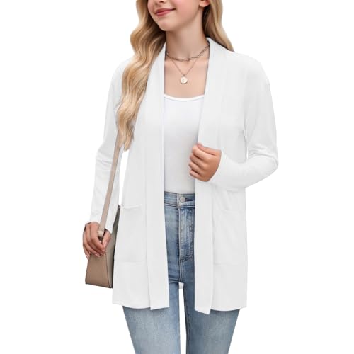 Girls Long Sleeve Cardigan Coats Ribbed Knit Shawl Collar Sweaters Kids Casual Loose Oversized Tops with Pockets2