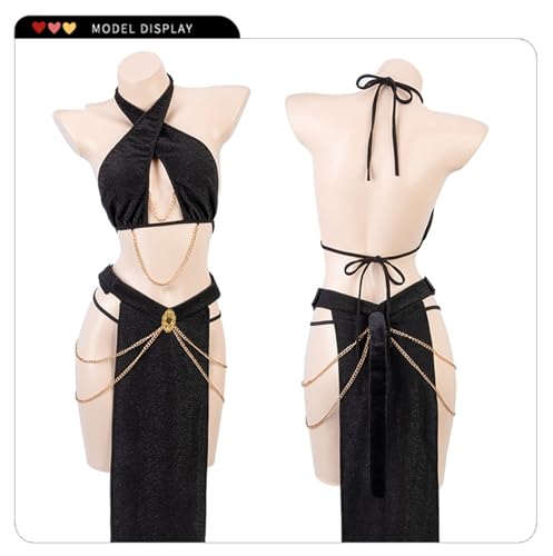 Women's Cosplay Costumes Outfit Dress Babydoll Lingerie Set (Black, Free Size)