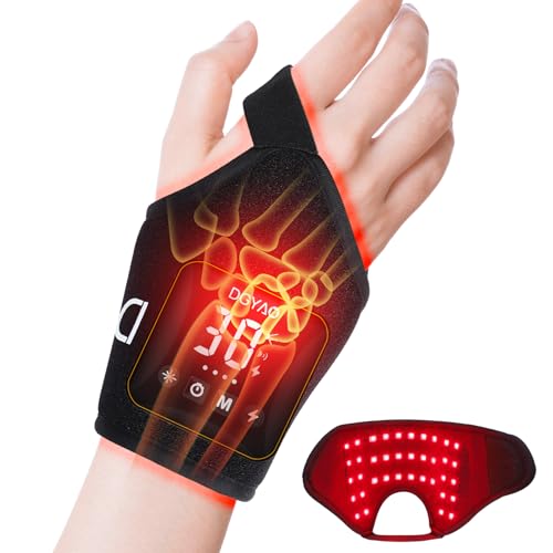 DGQY Magnetic Portable Infrared Therapy Device for Hand Wrist Joint Muscle, 660nm & 850nm Red Light Therapy Pad Adjustable Cordless Strap for Men & Women Travel Home
