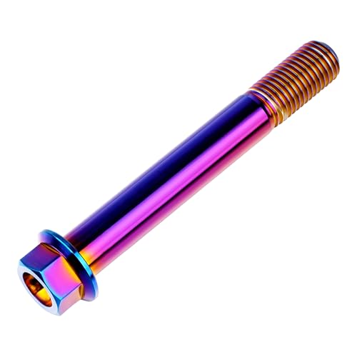 Image of Titanium Bolt M12 30 35 40 45 50 55 60 65 70 75 80 85 90mm Hex Small Flange Head for Motorcycle Car Modification Pack of 4 (M12x90mm Pitch 1.5, Burnt Blue)