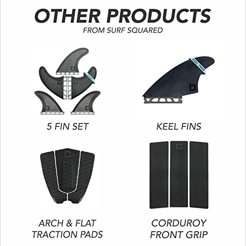 Surf Squared Twin Fin Set + Trailer Fin (2+1 Fins) - Solid Fiberglass For Lightweight Durability & Top Performance - Compatible With Fcs1 Twin Tab Surfboards, Shortboard, Fish - Mint #TOP5