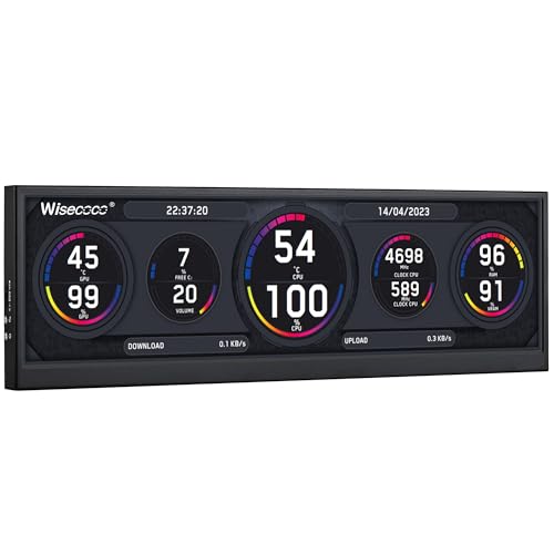 Image of wisecoco 12.6 Inch Secondary Screen FHD IPS Stretched Bar LCD Display 1920X515 Mini HDMI for Laptop Computer Health Speed Windows Aida64 Sub CPU GPU Display (No Touch Monitor)
