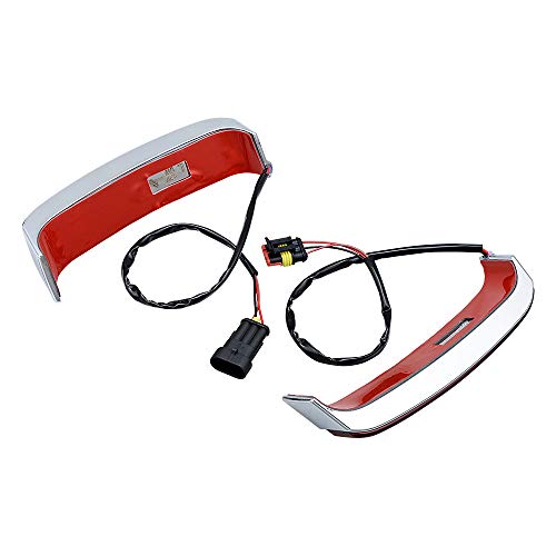 LED Saddlebag Tail Run Brake Turn Signal Light Lamp Compatible with Harley Touring FLHTCU FLHTCUL FLHTK FLHTKL FLTRU '14-'18 FLHTKSE FLTRUSE '16-'18 (Chrome Housing/Red Lens)