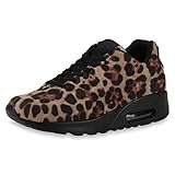 SCARPE VITA Damen Sportschuhe Laufschuhe Profilsohle Turnschuhe Fitness Sneaker Leo Print Freizeit Schuhe Schnürer 173329 Leopard 36