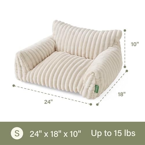 Cute Couch Bed for Pets, Supportive Cat Sofa for Indoor Cats, Small Dog Sofa Bed for Small Dogs, Cream, 24 inches - Image 6
