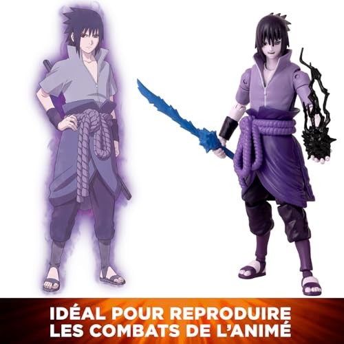 BANDAI - Anime Heroes - Naruto Shippuden - Figurine Sasuke Anime Heroes 17 cm - Uchiwa Sasuke Rinnegan/Mangekyo Sharingan - 36962