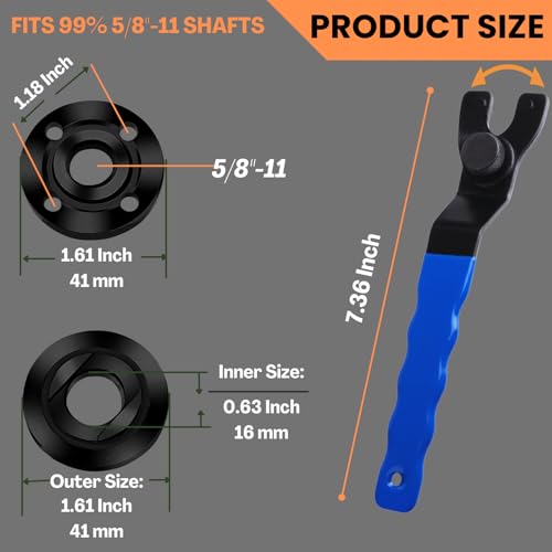 Image of Adjustable Angle Grinder Wrench & Nut Kit 5PCS, 5 /8-11 Lock Nut