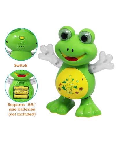 Image of LED Flashing Light and Music Toys for Kids 1+ to 5+ Year | Babies Real Actions Best Birthday Christmas Gift Indoor Fun Activities (Frog)