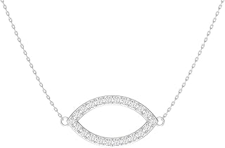Diamondere 천연 인증 다이아몬드 목걸이 14k 화이트 골드 | 체인이 달린 0.13캐럿 펜던트, 메탈, 다이아몬드