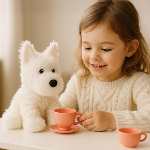 WEIGEDU West Highland White Terrier Hund Plüschtiere Tierspielzeug Weißer Westie Welpen Plüschtier mit bestickten Augen für Kinder Mädchen Jungen Baby, Geburtstag, Schlafenszeit Geschenk, 30.5 cm
