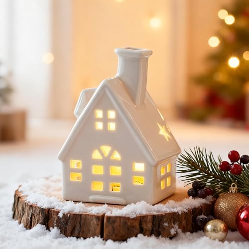 Winterhaus deko Teelichthaus aus Porzellan Häuser...