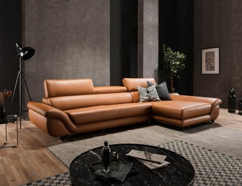 Image of Fabrique Matura Leatherette Lsahpe 4 Seater Diligent Sofa Set | Living Room Bedroom Office & Home | Premium Luxuries Comforatble Soft & Smooth | Easy to Move With Moveable Headrest | Honey Brown | LHS