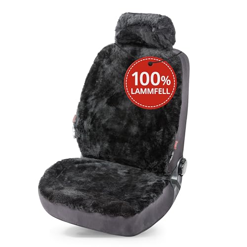 Preisvergleich Produktbild Walser Autositzbezug Lammfell, Lammfellbezug Auto, Lammfellschonbezug, Autoschonbezug echt Lammfell, Sitzbezug Lammfell schwarz