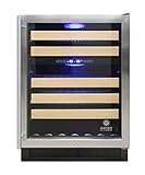 Vinotemp EL-46WCST Connoisseur Series 46 Dual Zone Refrigerator, Wine Cooler, Bottle, Stainless w/Wood Shelves
