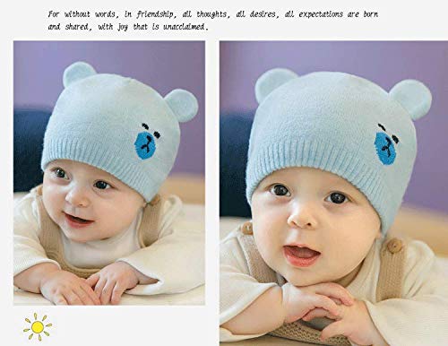 XKT Baby Boys Girls Winter Knitted Hat Cute Bear Beanie Skull Cap (Light Blue)