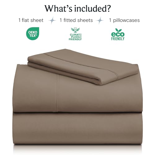 Image of LuxClub Twin XL Sheets - Soft Twin Bed Sheets for-Boys-and-Girls-3 PC Deep Pockets 18 inch Eco Friendly Wrinkle Free-Kids-Fitted Sheets Machine Washable Hotel Bedding Silky Soft - Dark Khaki Twin XL