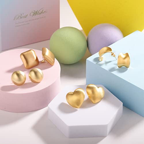 Funtopia 12 Pcs Hoop Nose Rings And 4 Pairs Gold Stud Earrings, 18G 316L Surgical Steel Hinged Nose Rings Hoop 14K Gold Plated Hypoallergenic Earrings With 925 Sterling Silver Post #TOP1