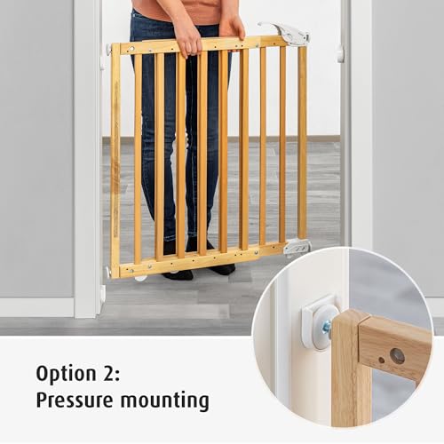 reer Türgitter und Treppenschutzgitter, Baukasten zum Selbstbauen, zum Klemmen oder Schrauben, ausziehbar 63-106 cm, Natur