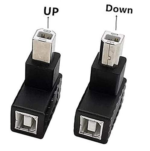 2-Pack 90 Degree USB B Printer Adapters - Left & Right Angle Connectors For Printers & Scanners