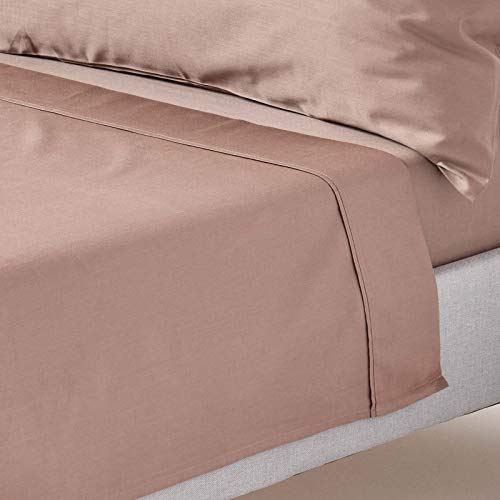 Homescapes Brown Flat Sheet King Size 400 Thread Count Organic Cotton Bedding...