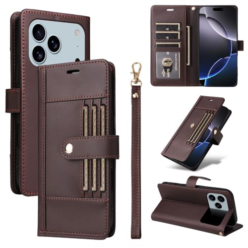 Étui cuir pour iPhone 17 coloris café, la finesse d'un clapet magnétique premium