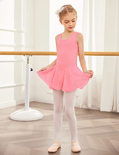 Image of Arshiner Kid Girls Hollow Back Ballet Leotard with Skirt Sleeveless Dance Dresses