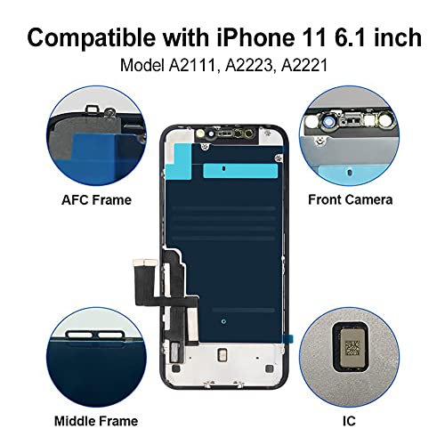 Image of EFAITHFIX for iPhone 11 LCD Screen Replacement 6.1 Inch Frame Assembly LCD Display and 3D Touch Screen Digitizer for A2111, A2223, A2221 with Repair Tools Kit Waterproof Adhesive True Tone Programmer