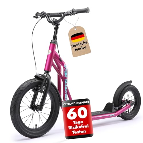 STAR SCOOTER Kinder Tret Roller ab 7-8 Jahre | 16/12 Zoll Mixed City Kick Scooter Luftreifen | Berry