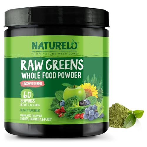 NATURELO-Raw-Greens-Superfood-Powder-Unsweetened-Boost-Energy-Detox-Enhance-Health-Organic-Spirulina-Wheat-Grass-Whole-Food-Nutrition-from-Fruits-Vegetables-60-Servings