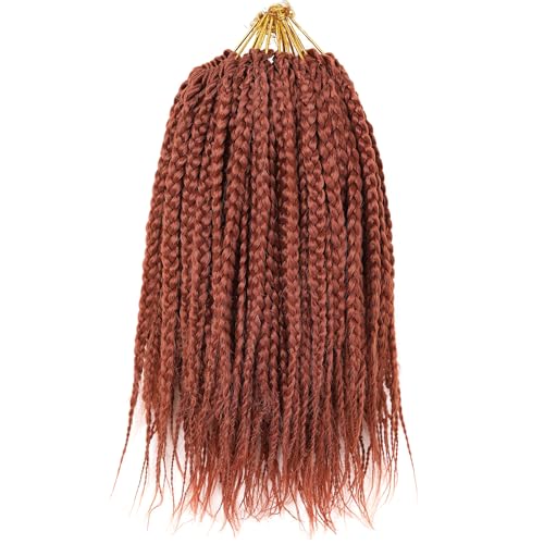 Xtrend 10 Inch 6 Packs Box Braids Crochet Hair Pre-looped Bohemian Short Bobo Box Braids Hair Extensions Copper Red Synthetic Crochet Hair for Women (18Strands/pack 350#)