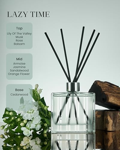 Reed Diffuser Set - 7.04 oz Jasmine & Orange Flower Scent for Home, Non-Toxic Fragrance Diffuser with Sticks, Bedroom Ba