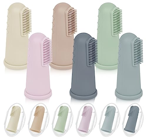 Image of Baby Toothbrush Set, 6 Pcs Soft Infant Finger Toothbrush with 6 Boxes, Newborns Toddler Silicone Baby Tooth Brush 0-6 Months 6-12 Months