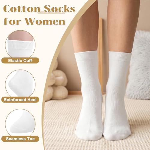 Image of Justay Crew Socks for Women, Cute Knit Boot Dress Cotton Socks | Athletic, Breathable, Warm, Soft, Comfortable, Calf, Gifts, Casual, Size 5-9, Fall