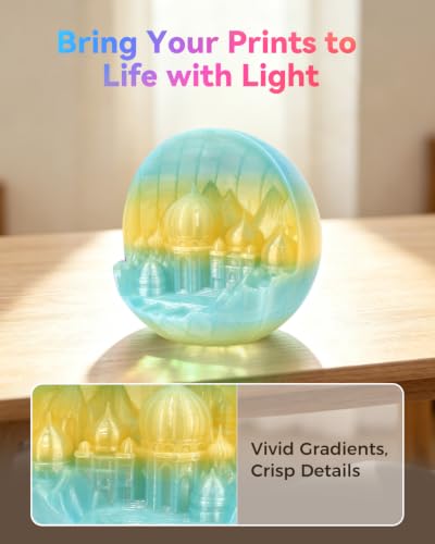 Image of VOXELAB PLA Crystal Rainbow Filament 1.75mm, Oz Wizard Green Color, Alternating Light Yellow & Light Blue Every 18-20M, Shiny Glitter Fast Color Change 3D Printing Material
