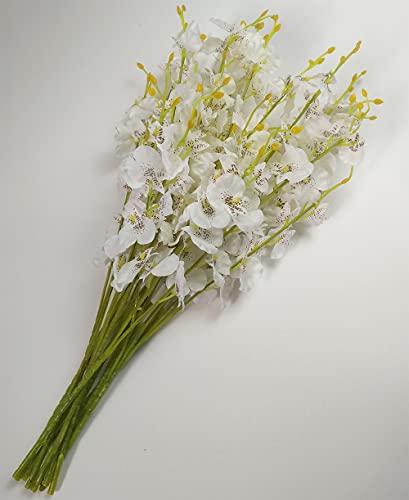 Wilikxp Artificial Flower Arrangements Silk Orchid 11 Pcs(20'') Fake Orchids For Wedding Home Office Indoor Outdoor, No Include Vase(White) #TOP4