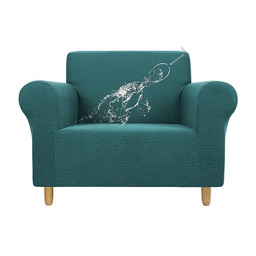 HMZM ソファーカバー 1人掛け 良い耐水性 ペットの引っかき傷からの保護 肘付き 無地 縦横弾力 ストレッチ フィットタイプ 肘付き 滑り止め 柔らかい 伸縮素材伸び良く 四季適用 超便利(ターコイズ)