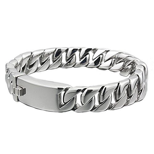 LINSION Biżuteria na co dzień motocykl krawężnik kubański łańcuszek bransoletka 5N005 (9,10 pasuje na nadgarstek 19 cm - 20 cm)